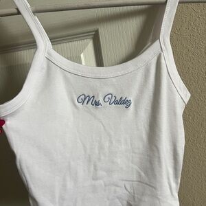 Bridal White Tank Top with Blue Embroidery (Mrs. Valdez)